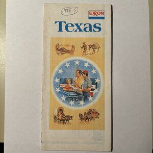 Vintage Exxon Oil Gas Texas State US Travel Tourism Road Map 1975-76 Souvenir